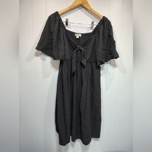 Destination Maternity Black Swiss Dot Dress‎ Large Empire Waist Tie Front